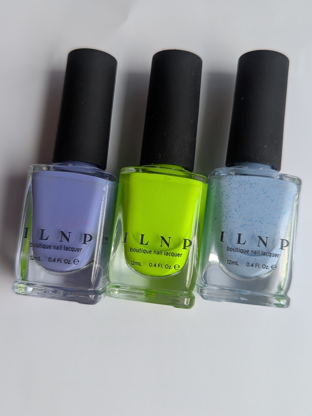 ILNP Trio Nail Polish Set - Lavender, Neon Lime, Pale Blue Speckled
